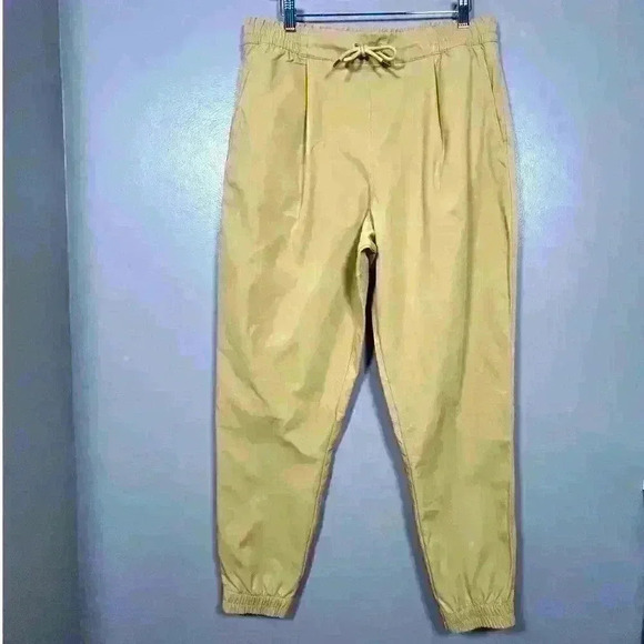 NORTH FACE Pants Tan Beige Khaki Hiking Joggers High Waist Relaxed Women Large - Picture 1 of 11